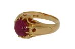18 karaats gouden luxe unisex ring met cabochon ster robijn, Goud, Goud, Met edelsteen, 17 tot 18