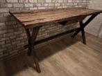 Landelijke sidetable stoer sober hoffz stijl tafel driftwood, Ophalen, 25 tot 50 cm, Rechthoekig, 50 tot 100 cm