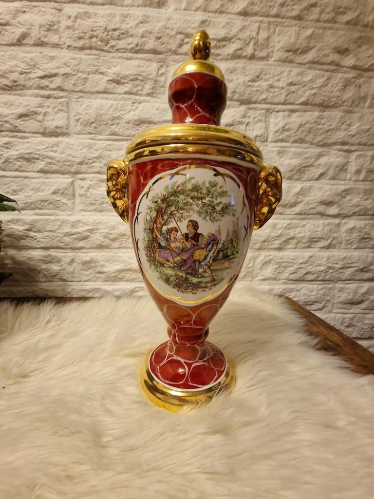 Antieke Porcelaine Bruxelles Dekselvaas - 19e Eeuw, Antiek en Kunst, Antiek | Keramiek en Aardewerk, Ophalen of Verzenden