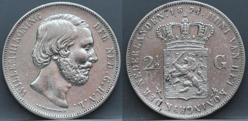 Rijksdaalder 1874 - 2 1/2 gulden 1874 zwaard - Willem 3, Postzegels en Munten, Munten | Nederland, Losse munt, 2½ gulden, Koning Willem III