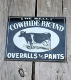 Vintage Emaille Reclamebord Cowhide Brand, Ophalen of Verzenden, Gebruikt, Reclamebord