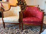 Twee klassieke fauteuils wit & rood, Huis en Inrichting, Fauteuils, Ophalen, Zo goed als nieuw, 75 tot 100 cm, 50 tot 75 cm