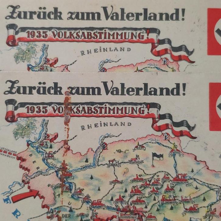 Zurück zum Vaterland Nazi Duitsland postkaart 1935 pr WO2 2x, Postzegels en Munten, Brieven en Enveloppen | Buitenland, Overige typen