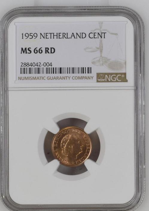 Juliana. 1 Cent 1959 MS66 RD NGC, Postzegels en Munten, Munten | Nederland, Losse munt, 1 cent, Koningin Juliana, Ophalen of Verzenden