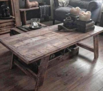 ~Stoer Sober Landelijk Houten Salontafel~ beschikbaar voor biedingen