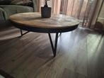 Industriële ronde salontafel | 90cm | hout & staal, Gebruikt, 50 tot 100 cm, Rond, Metaal