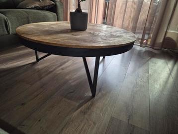 Industriële ronde salontafel | 90cm | hout & staal beschikbaar voor biedingen