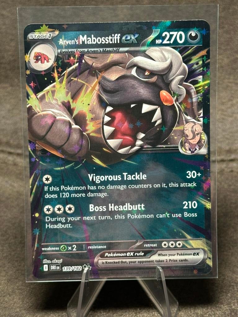 Arven's Mabosstiff Ex #139 139/182 (Pokemon Destined Rivals), Ophalen of Verzenden, Zo goed als nieuw