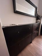 2x Hemnes schoenenkast zwartbruin - 4 vakken, Ophalen, Overige materialen, Met klep(pen), 50 tot 100 cm
