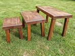 eiken houten bijzettafels, Ophalen, Minder dan 55 cm, Gebruikt, Rechthoekig