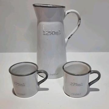 Riviera Maison kan + 2 mokken geemailleerde look beschikbaar voor biedingen