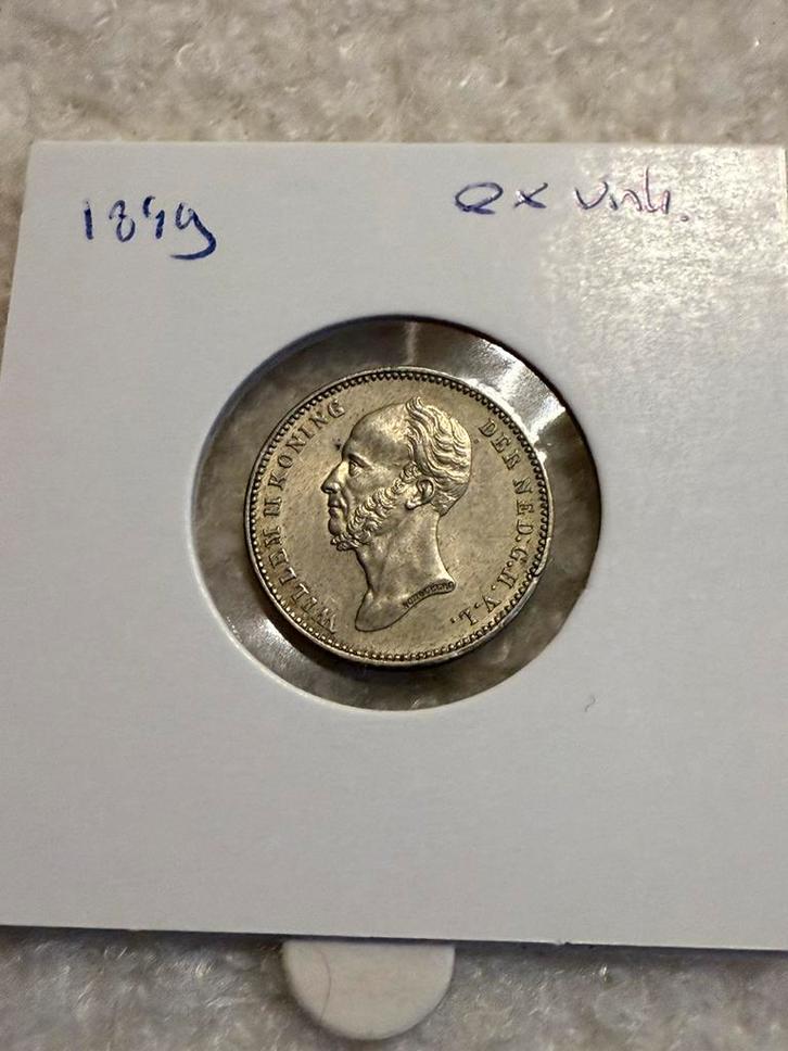 Kwartje 1849 Willem II, Postzegels en Munten, Munten | Nederland, Losse munt, 25 cent, Koning Willem II, Zilver, Ophalen