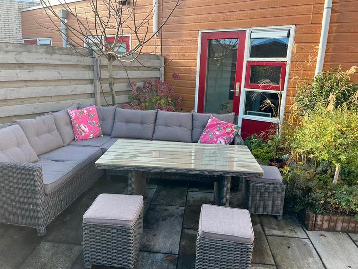 Tuinset wicker - aluminium met kussens, Tuin en Terras, Tuinsets en Loungesets, Zo goed als nieuw, Loungeset, Wicker, 8 zitplaatsen