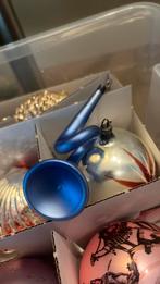 Oude kerstbal trompet blauw paars, Ophalen of Verzenden, Zo goed als nieuw