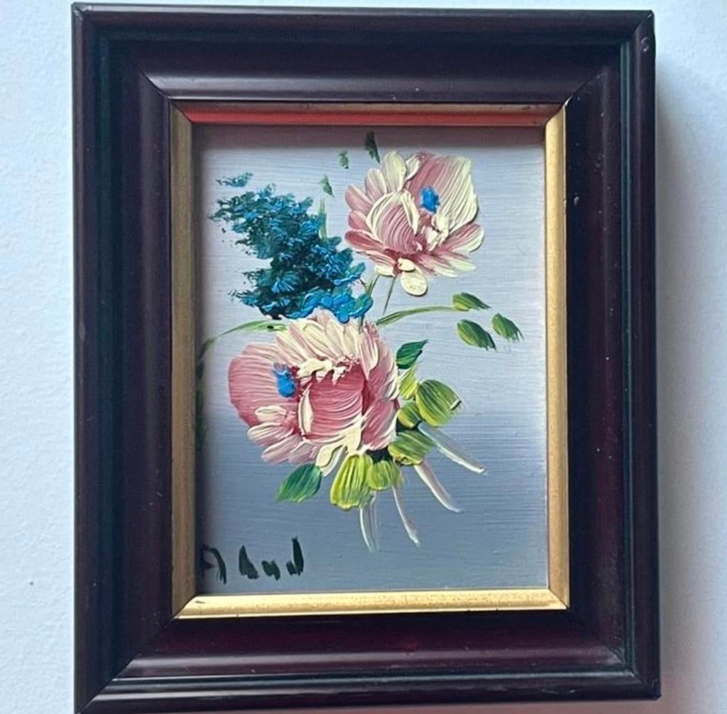 Bloemen schilderij in lijst, Antiek en Kunst, Kunst | Schilderijen | Klassiek, Ophalen of Verzenden