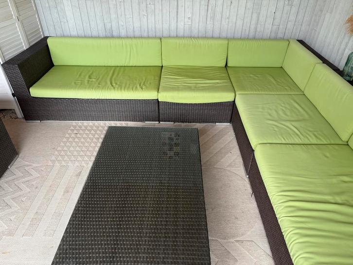 Luxe Wicker Loungeset 305x305cm - Modulair & Goede Staat!, Tuin en Terras, Tuinsets en Loungesets, Zo goed als nieuw, Loungeset
