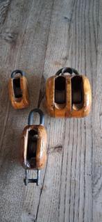 katrollen/blokken van hout, Watersport en Boten, Zeilen en Zeiltoebehoren, 6 meter of meer, Gebruikt, Grootzeil, 15 tot 30 m²