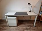 Stalen bureau 150x80 en ladeblok., Huis en Inrichting, Bureaus, Gebruikt, Ophalen