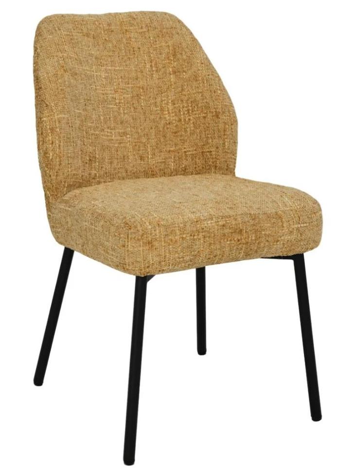 Eetkamerstoel 'Tess' Honey | Livingfurn, Huis en Inrichting, Stoelen, Nieuw, Vijf, Zes of meer stoelen, Metaal, Stof, Overige kleuren