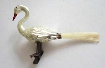 Oude Kerstbal Vogel 16 op knijper met dubbele poot ( Zwaan ) beschikbaar voor biedingen