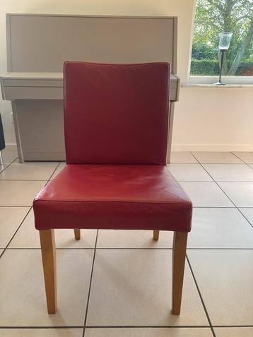 Rood leren stoelen 6 st