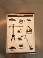 Vintage Schoolplaat Werkvoertuigen & Bouwplaats, Ophalen of Verzenden, Overige thema's