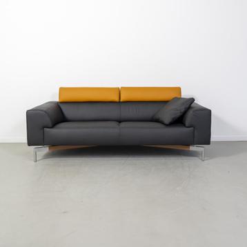 1x Leolux Howlo Bank 3-zits/220cm  Zwart/Leem - Leer beschikbaar voor biedingen