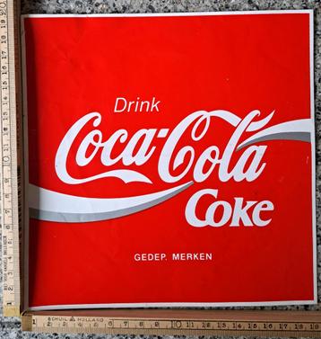 Vintage grote vierkante sticker COCA-COLA frisdrank merk  beschikbaar voor biedingen