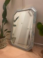 Vintage blauwe spiegel met gouden rand, Huis en Inrichting, Woonaccessoires | Spiegels, Ophalen, Minder dan 50 cm, Gebruikt, Minder dan 100 cm