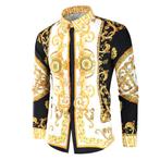 Heren barok overhemd 1 luxe gouden kamper shirt zwart wit, Kleding | Heren, Nieuw, Verzenden