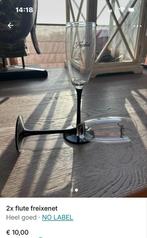 2 Champagne Glazen Flute - Freixenet, Glas of Glazen, Ophalen of Verzenden, Effen, Glas