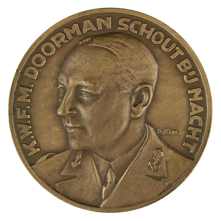 PENNING 1972 Pol Dom : Karel Doorman Slag in de Java Zee, Postzegels en Munten, Penningen en Medailles, Brons, Nederland, Verzenden