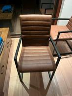 4x cognac leren eettafel stoelen, Huis en Inrichting, Ophalen, Bruin, Leer, Zo goed als nieuw
