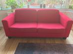 Bank, 2,5 zits, rood ribstof, Ophalen, Hout, Gebruikt, Overige maten