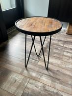 Bijzet tafel LEV  hout zwart metaal Woood, Rond, Gebruikt, Ophalen of Verzenden, 45 tot 60 cm
