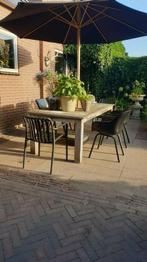 4 Zwarte Hartman Tuinstoelen, Huis en Inrichting, Stoelen, Ophalen, Gebruikt, Vier, Modern