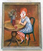 Clown aan tafel ca. 1970 - ges. Guibaré = Wim Bartelts, Ophalen of Verzenden