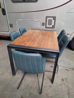 Industriële eetkamertafel met 5 luxe eetkamerstoelen, Ophalen, Kapenga/ Henders en Hazel, 200 cm of meer, 50 tot 100 cm