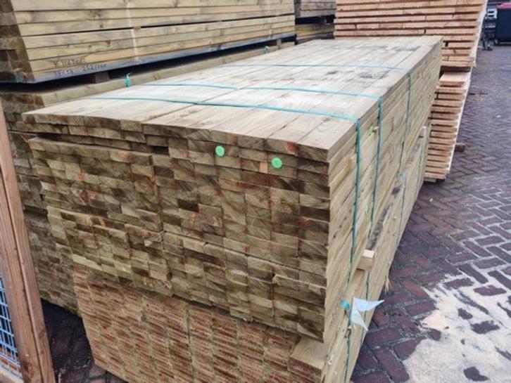 Tuinhout - geïmpregneerd -Geschaafd- 2.8x7.0 cm, Tuin en Terras, Palen, Balken en Planken, Nieuw, Planken, 250 cm of meer, Ophalen