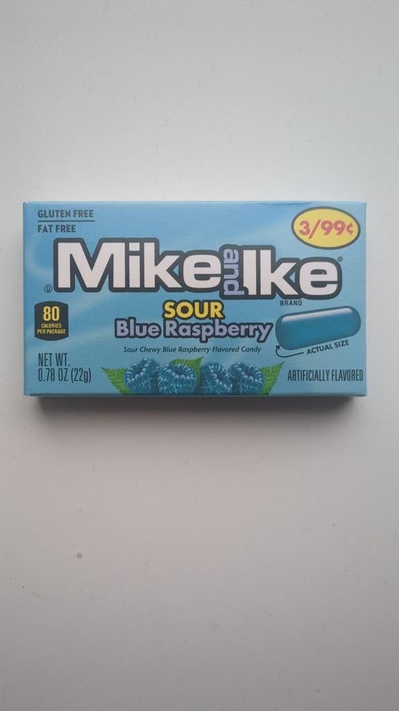 Mike and Ike sour blue raspberry Amerikaans snoep, Ophalen of Verzenden, Zo goed als nieuw, Speelkaart(en)