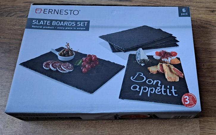 Zware Ernesto Leisteen Serveer Borden Set - Nieuw in doos, Huis en Inrichting, Keuken | Keukenbenodigdheden, Gebruikt, Ophalen