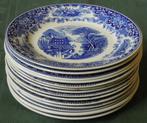 Nr M26: 13 Blauwe ontbijtborden Old England per stuk te koop, Huis en Inrichting, Tweedehands, onbekend, Gebruikt, Ophalen of Verzenden