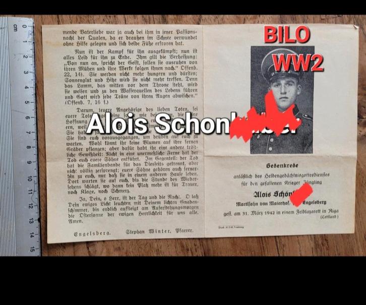 XXL Death card/ Sterbebild 15 x 22cm duitse soldaat 1942, Verzamelen, Bidprentjes en Rouwkaarten, Ophalen of Verzenden