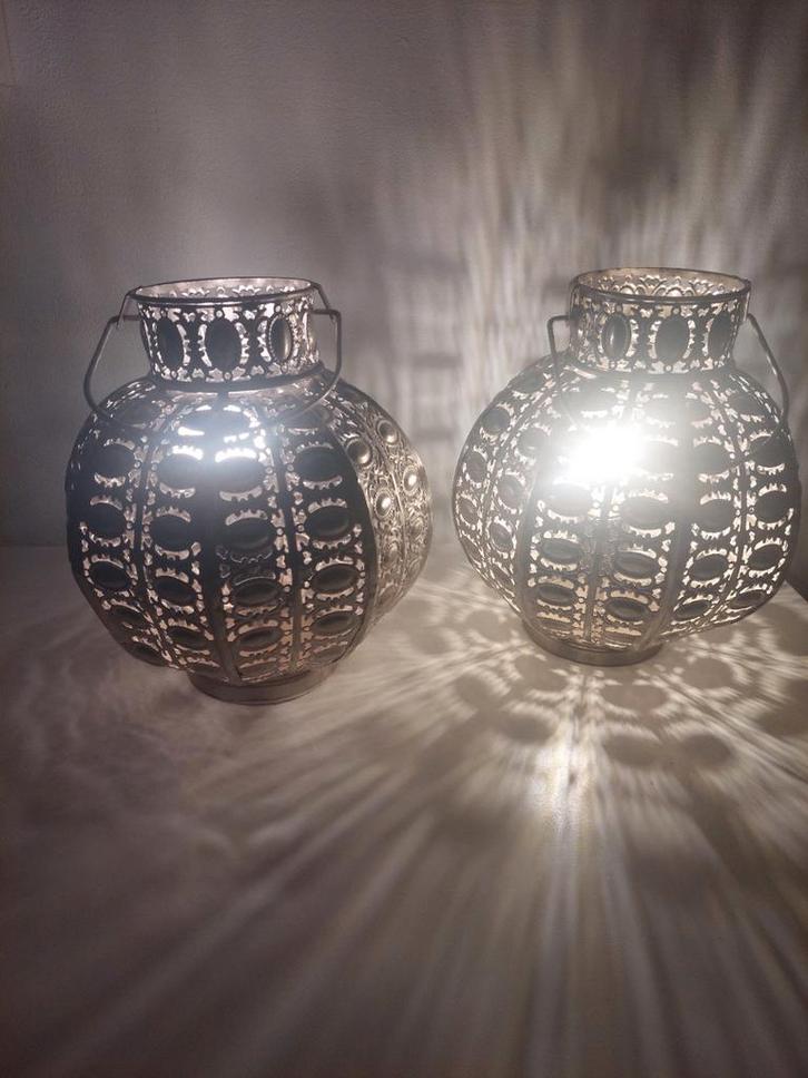2 Oosterse Arabische Marokkaanse lampen, Huis en Inrichting, Lampen | Tafellampen, Gebruikt, Minder dan 50 cm, Metaal, Ophalen of Verzenden