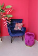 Fauteuil PTMD kian velvet blauw, Huis en Inrichting, Fauteuils, Ophalen, 75 tot 100 cm, Zo goed als nieuw, 75 tot 100 cm