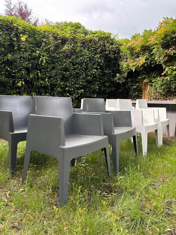 8 Tuinstoelen box - Wit & antraciet, Tuin en Terras, Tuinstoelen, Gebruikt, Kunststof, Ophalen