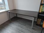 Donker eiken / zilver bureau, in hoogte verstelbaar B180xD80, Ophalen, In hoogte verstelbaar, Gebruikt, Bureau