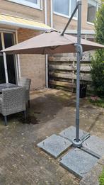 zweefparasol beige/bruin 280cm met balaststenen, Zweefparasol, Gebruikt, Ophalen