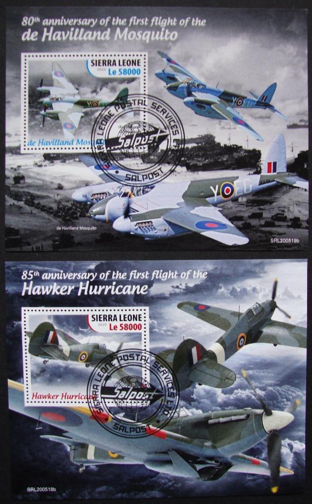 - 430 - 2 Blokken, met Oude gevecht Vliegtuigen., Postzegels en Munten, Postzegels | Thematische zegels, Gestempeld, Vliegtuigen