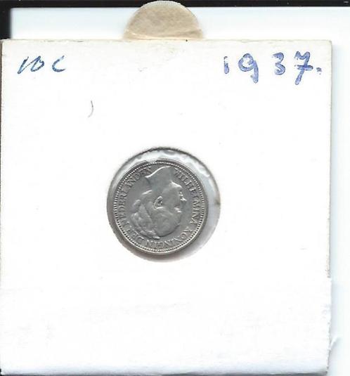 10 Cent 1937, Postzegels en Munten, Munten | Nederland, Losse munt, 10 cent, Koningin Wilhelmina, Zilver, Ophalen of Verzenden